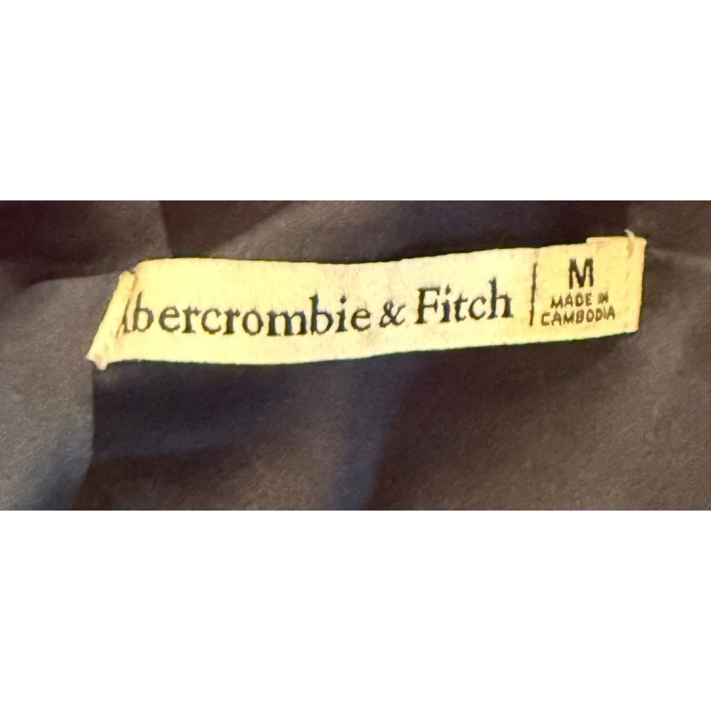Abercrombie & Fitch Satin Open Back Puff Sleeve Tie Blouse Emerald Green Medium